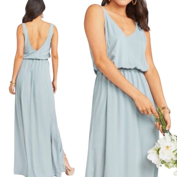 Show Me Your Mumu Kendall Maxi Bridesmaid Dress Solver Sage Crisp NWT - Picture 1 of 13